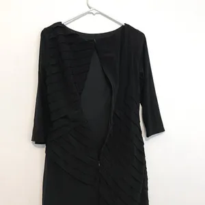 ADRIANNA PAPELL Black Shutter Pleat Pleated 3/4 Sleeve Jersey Knit Sheath Dress thumbnail 15
