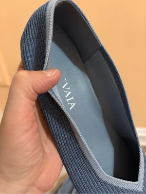 Vivaia Margot Square-Toe Flats in Denim Blue thumbnail 11