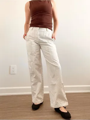 Aritzia Sunday Best High-Rise Utility Wide-Leg Pants in Off-White thumbnail 3