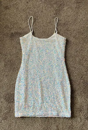 Sparkly Bodycon Mini Dress White Size M thumbnail 3