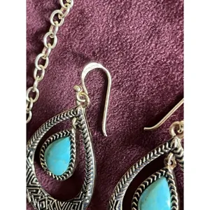 Barse Cactus Flower Turquoise Cluster Pendant Necklace and earrings thumbnail 6