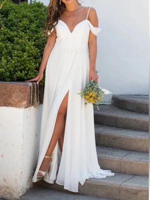 Soiéblu NWOT Off-Shoulder Wedding Dress with Thigh Slit size M thumbnail 4