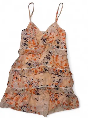 Ramy Brook Peach Floral Tiered Spaghetti-Strap Dress thumbnail 1