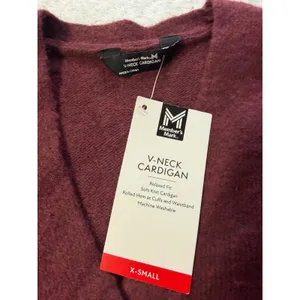 Members Mark Womens V-Neck Cardigan Sweater Crimson‎ Burgundy XS New thumbnail 2