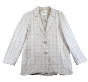 Madewell Dorset Blazer Linen Blend Windowpane Plaid Beige‎ AI160 Womens Small thumbnail 1