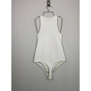 Abercrombie & Fitch White Bodysuit M Soft A&F High Neck Sleeveless thumbnail 2