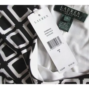NWT LAUREN Ralph Lauren Geometric Print Twist Knot Boatneck Jersey Dress 8 $134 thumbnail 7