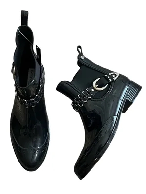 Henry Ferrera Survivor 100 Patent Ankle Rain Boots Western Buckle Wingtip 7 thumbnail 2