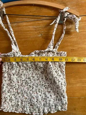Abercrombie & Fitch Cream Smocked Floral Tie-Strap Camisole Small thumbnail 7