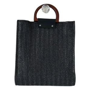 MW Most Wanted Black Straw Bag with Attachable Crossbody Strap thumbnail 1