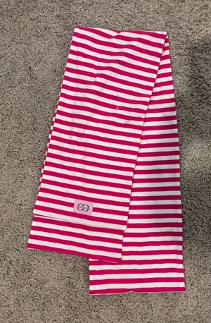 Coco Lily’s pink and white stripe scarf thumbnail 1