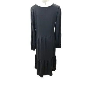 Canyon Retreat dark grey linen blend midi dress medium modest thumbnail 3