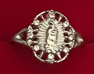 &merci Virgin Mary Design Stainless Steel Silver Open Ring Size 8 thumbnail 1