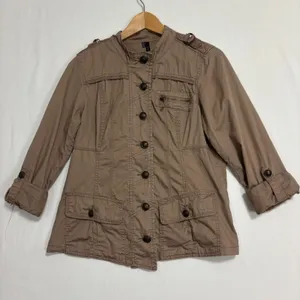 Maurice's Utility Military Jacket Brown/Beige Womens M‎ Lightweight thumbnail 13