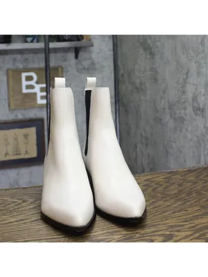 Michael Michael Kors Block Heel Ankle Boots Light Cream Off White / Black 8M thumbnail 2