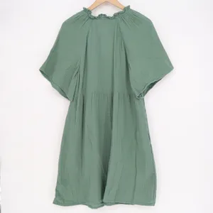 Old Navy Womens Sage Green Cotton Gauze Ruffle V-Neck Babydoll Dress Medium thumbnail 6