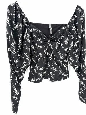 Anthropologie Sweetheart Floral Long Sleeve Crop Stretchy Feminine Blouse Top thumbnail 6