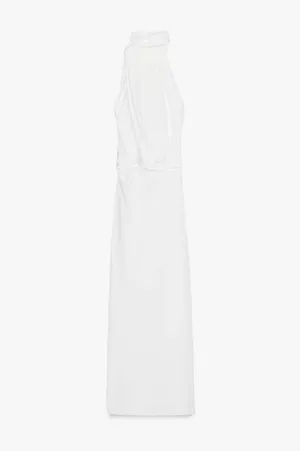 Zara White Halter Maxi Dress wedding party evening coctail fitted bodycon thumbnail 5