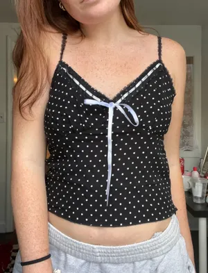 Aeropostale Black Polka Dot Tank Top thumbnail 1