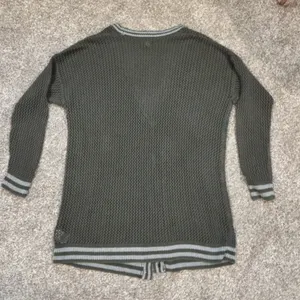 American Eagle Women's Green Open Knit Varsity Button Long Cardigan thumbnail 13