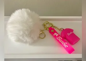 Barbie White and Pink Pom Pom Keychain/Bag Charm NWT thumbnail 2