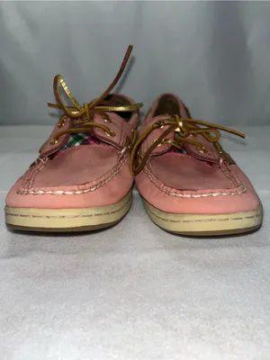 Sperry Top-Sider Pink Leather Plaid Accents Women’s Nautical Boat Shoes Size 8M thumbnail 2
