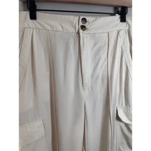 Banana Republic Tencel Wide Leg Cargo Pants Off‎ White High Rise 8 635698-00 thumbnail 4