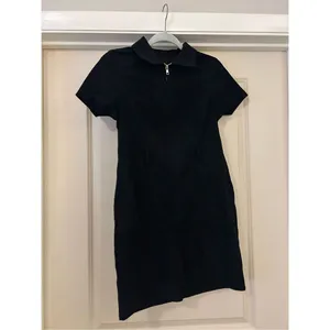 NEW Black Corduroy Zip Up Mini Dress S NO BELT thumbnail 3