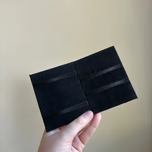 Card wallet gray black embroidered detail double open fidget thumbnail 3