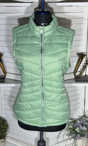Roosevelt light green puffer vest quilted fleece lined outerwear hiking skiing L thumbnail 1