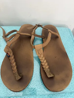 Rainbow Sandals Tan Braided Leather T-Strap Sandals thumbnail 2