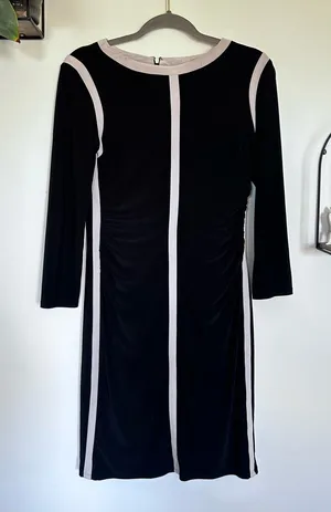 Lauren Ralph Lauren Black Long Sleeve Ruched Side Knee Length Dress Size 6 thumbnail 1