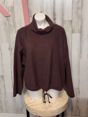 Aerie Plum Maroon Sherpa Fleece Cowl Neck Pullover Women’s XL thumbnail 1