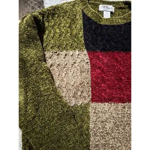 All Points Vintage Dark Colorblock Boxy Chenille Knit Sweater Womens Large thumbnail 3