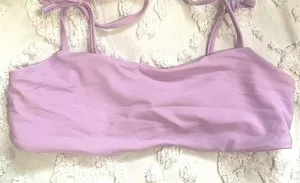 NWOT Bright swimwear purple bandeau swimsuit bikini top with tie straps! thumbnail 1