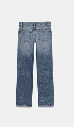 Zara Studded Low Rise Jeans thumbnail 2