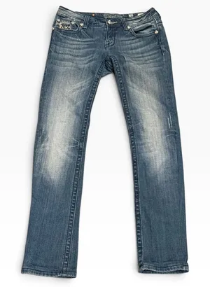Miss Me Embellished Bling Bootcut Jeans Low Rise 28x34 (28x30) Western Y2K BKE thumbnail 1