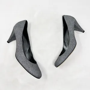 [Jigsaw] London Gray Spotted Print Round Toe Cone Shaped Heels Size 40 US 10 thumbnail 2