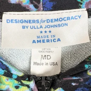 Ulla Johnson x Designers for Democracy Cotton Full Zip Hoodie Blue Floral Medium thumbnail 3