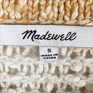 Madewell Baez Pullover Sweater Orange and Cream Stripe Size Small thumbnail 6