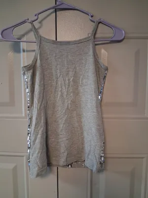 Piper heavily sequined sleeveless tank y2k 2000s top in gray and silver size small. thumbnail 5