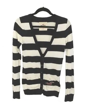 Hollister ★ Varsity Collegiate Rugby Stripe Cardigan Sweater ★ Navy White thumbnail 4