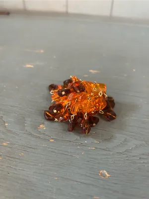 MCM Vintage Amber Cluster Bead Statement Brooch thumbnail 5
