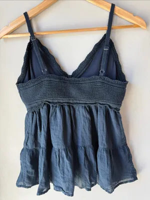 Hollister Boho Navy Crochet Babydoll Cami Top Coastal thumbnail 3