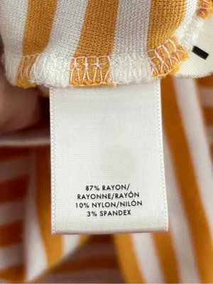 Ann Taylor Yellow Mustard White Striped Long Sleeve Top Scoop Neck Fall Casual thumbnail 3