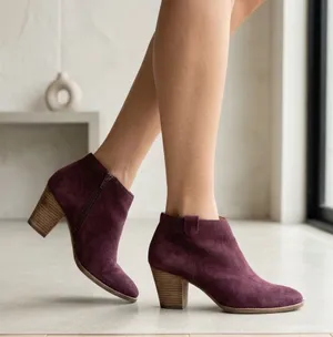 Madewell The Billie Booties in Suede burgundy stacked heel comfort autumn 9.5 thumbnail 1