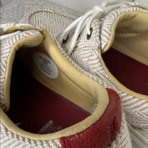 Twisted X Blend 85 tan white herringbone embroidered boat shoes sneakers sz 8 thumbnail 6