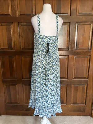 Lulus Darling Daisies Dress M Medium NWT Blue Ditsy Daisy Floral Ruffle Midi NEW thumbnail 5