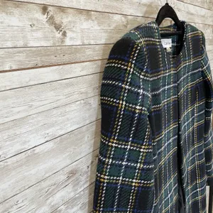 Calvin Klein‎ Womens 2 Jacket Tweed Topper Coat Green Plaid Tartan Open Front thumbnail 4
