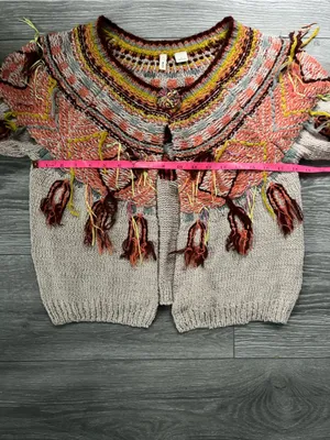 Moth Anthropologie Guajava Tan Salmon Button Cardigan Cropped Knit Open M Boho thumbnail 5